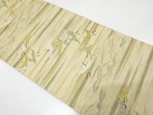 アンティーク　荒波に群鶴模様織り出し丸帯（材料）